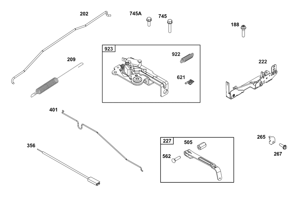 Controls Group Diagram and Parts List for 123P32-0033-H5 100000 - 19Z999 Briggs and Stratton Engine